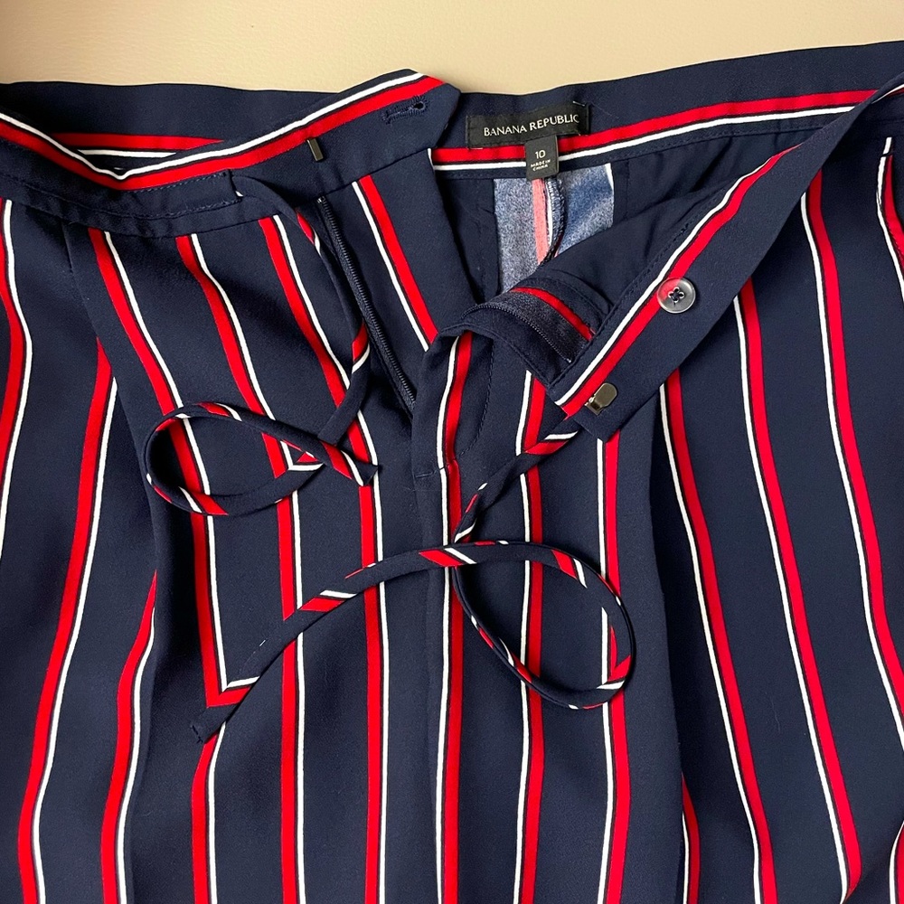 Banana Republic Red, White, and Navy Striped Pants